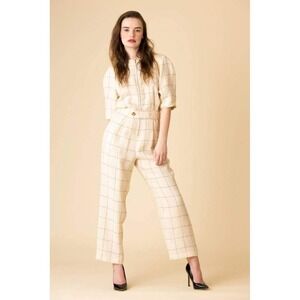 Sea New York Delaney Grid Linen Jumpsuit